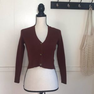 Garage Ribbed Rust Brown Cardigan